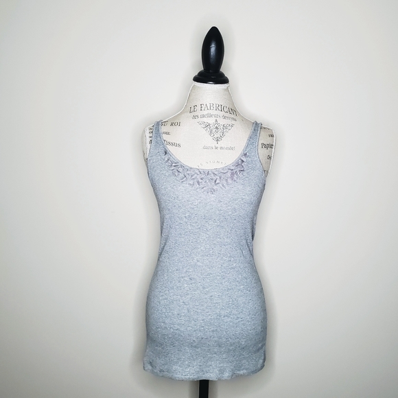 Eileen Fisher | Gray Tank with Tulle Floret Design - Picture 3 of 13